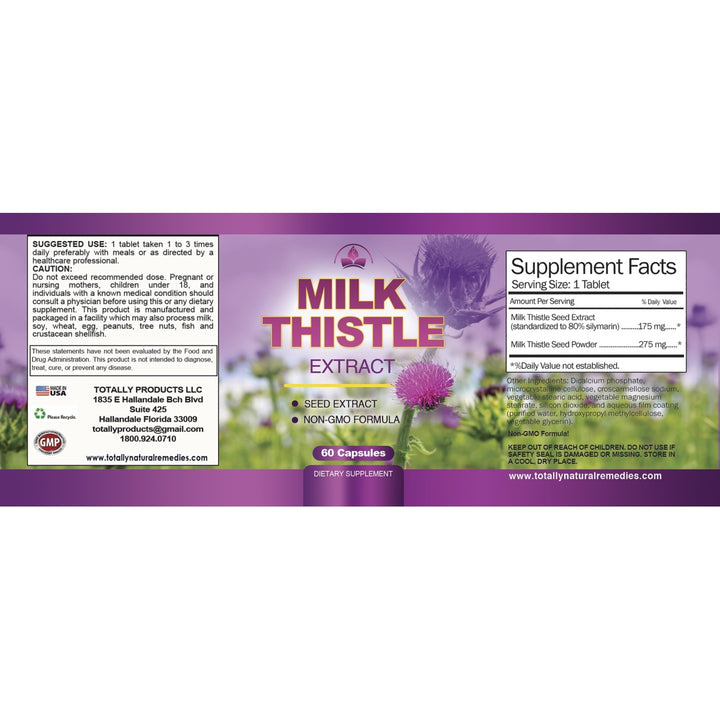 Totally Products Milk Thistle Seed Extract with 80% Silymarin  (60 Capsules) Image 3