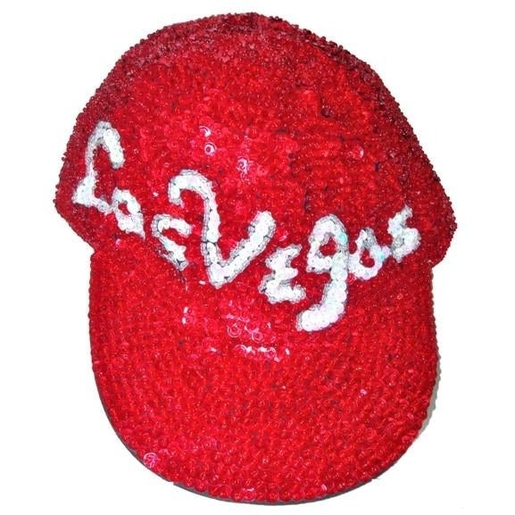 Sequin Baseball Cap Red Las Vegas Image 1