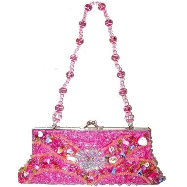 Sequin Evening Purse Hot Pink Image 1