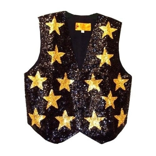 Sequin Vest Black with Gold Stars Image 1