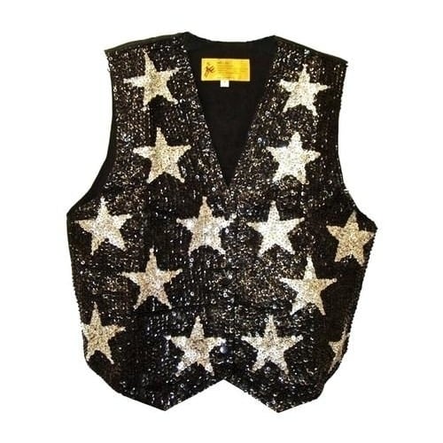 Sequin Vest Black with Silver Stars Image 1
