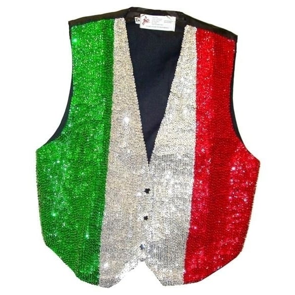 Sequin Vest Italian Flag Silver Image 1