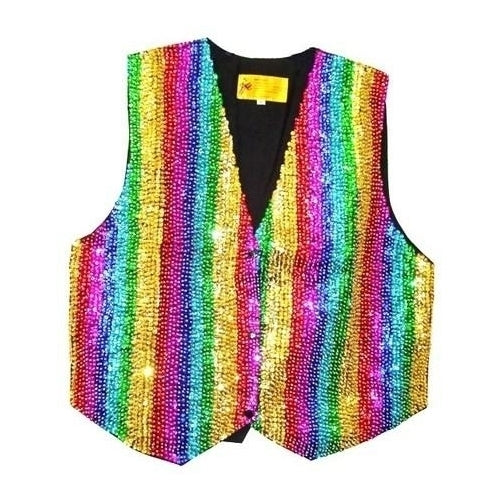 Sequin Vest Rainbow Stripes Kids Unisex Size Only Image 1