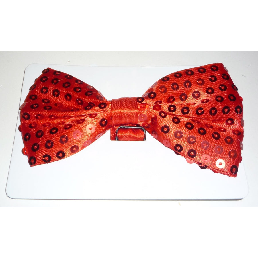 Sequined Fabric Bow Tie Red Image 1