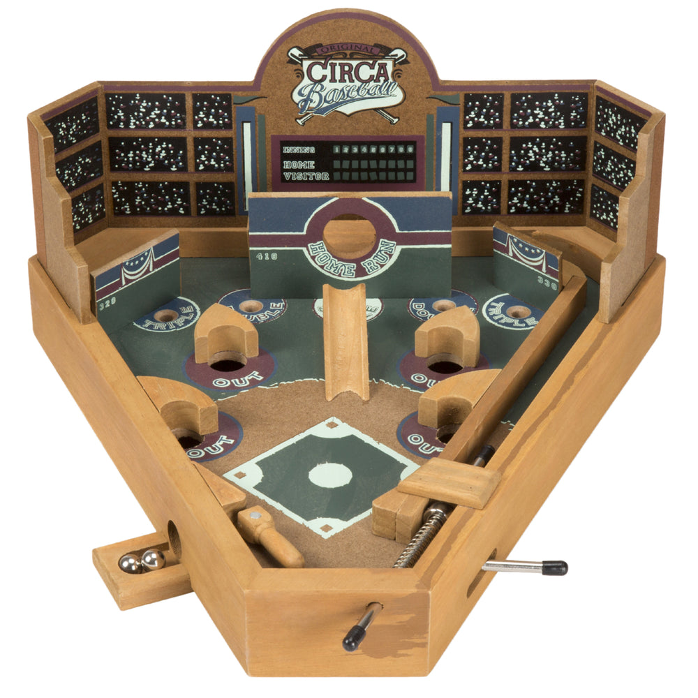 Baseball Pinball Tabletop Skill Game - Classic Miniature Wooden Retro Sports Arcade Desktop Toy Image 2