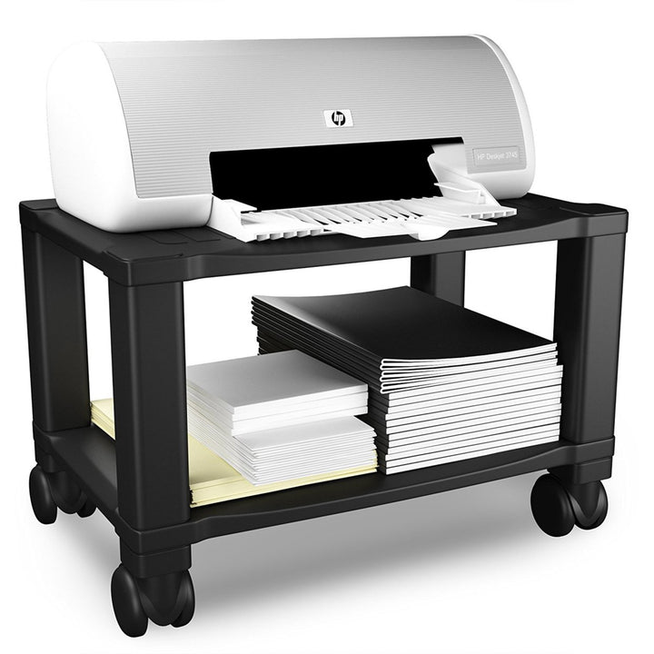 Printer Stand 2-Tier Under Desk Table for FaxScannerPrinterOffice Supplies-Compact and Mobile with Wheels Image 4