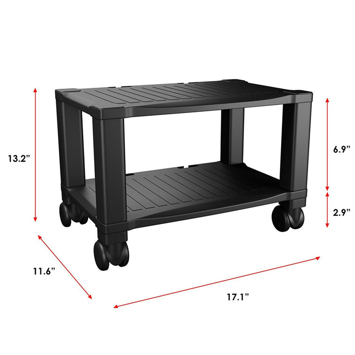 Printer Stand 2-Tier Under Desk Table for FaxScannerPrinterOffice Supplies-Compact and Mobile with Wheels Image 6