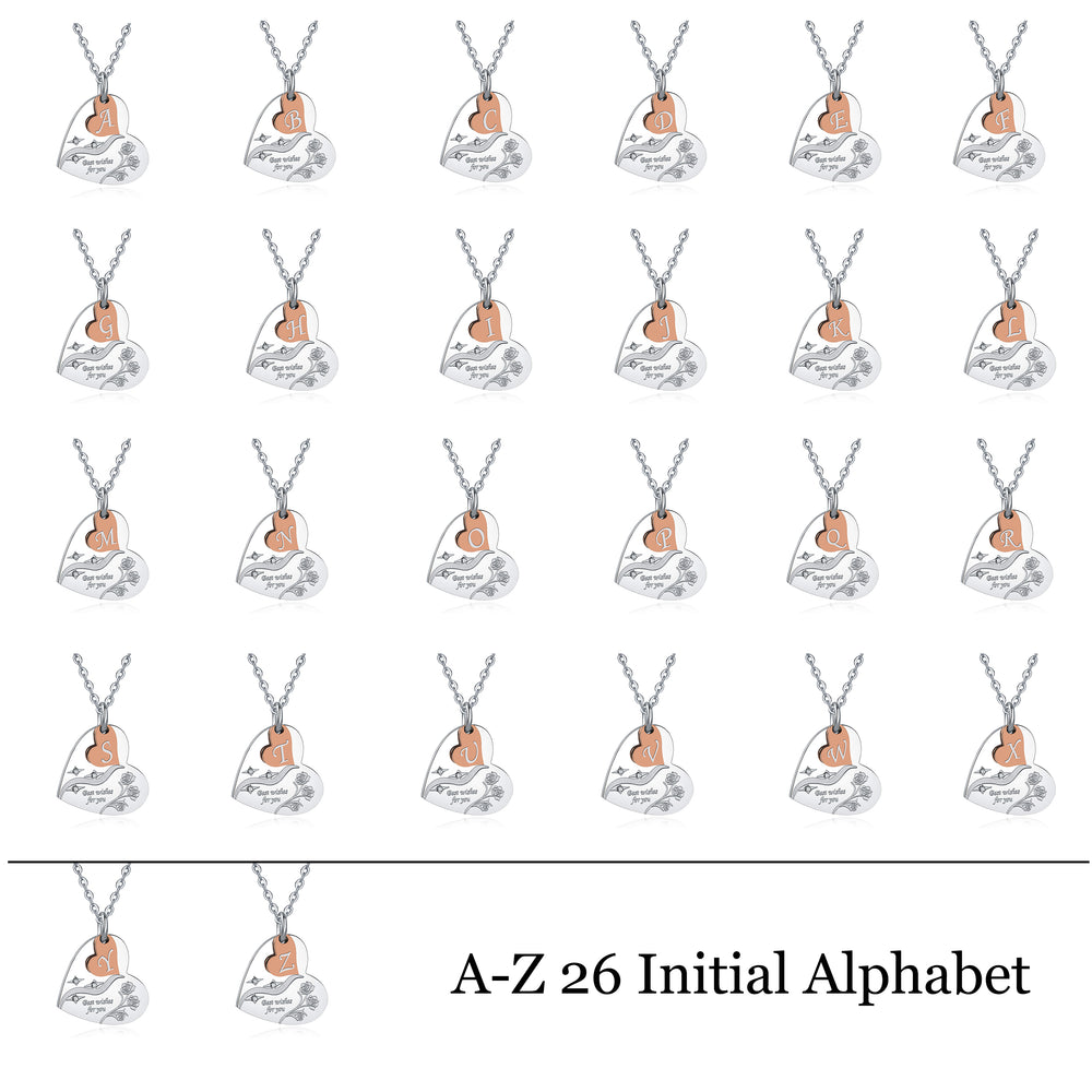 316L Stainless Steel Alphabet Necklace A-Z Letter Heart Pendant Necklace for Women Image 2