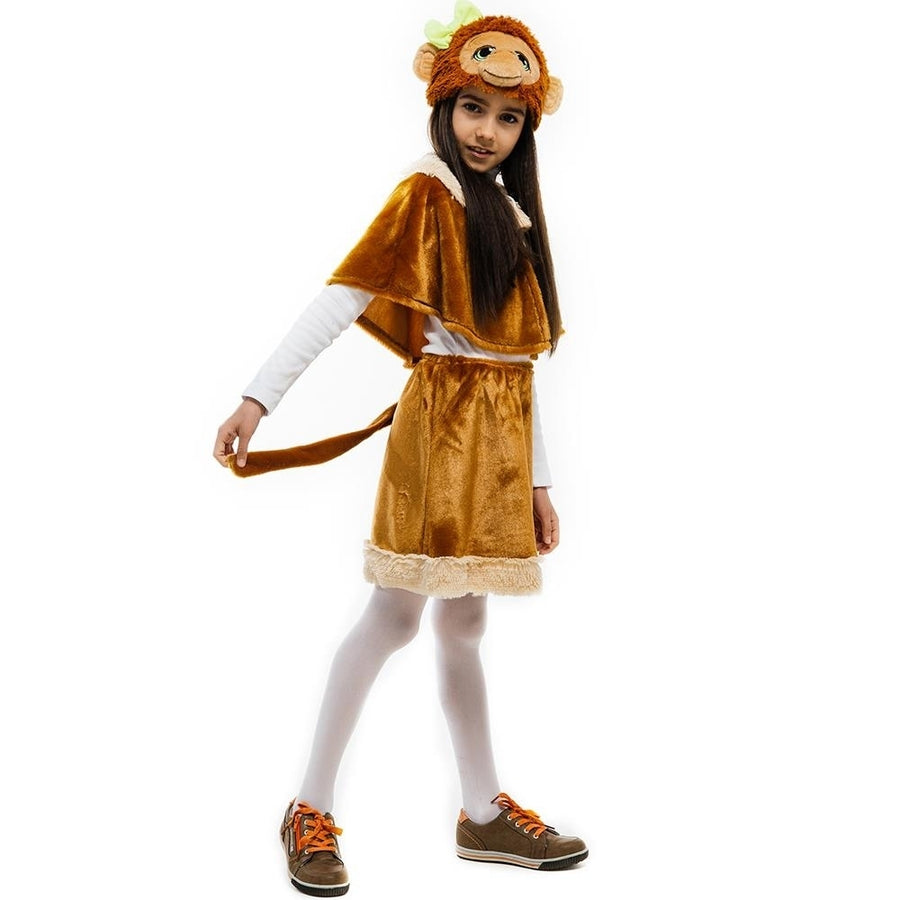 Monkey Jungle Animal Girls Size XS 2/4 Plush Costume Tail Cape Headpiece 5 OReet Image 1