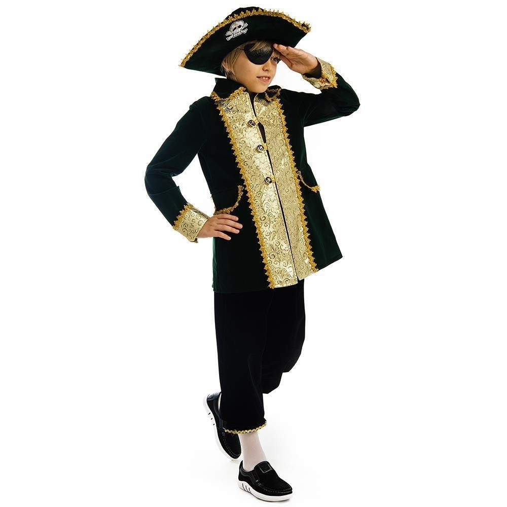 Captain of Pirates Boys size XS 2/4 Costume Carnival Hat Eye Patch Jacket 5 OReet Image 2
