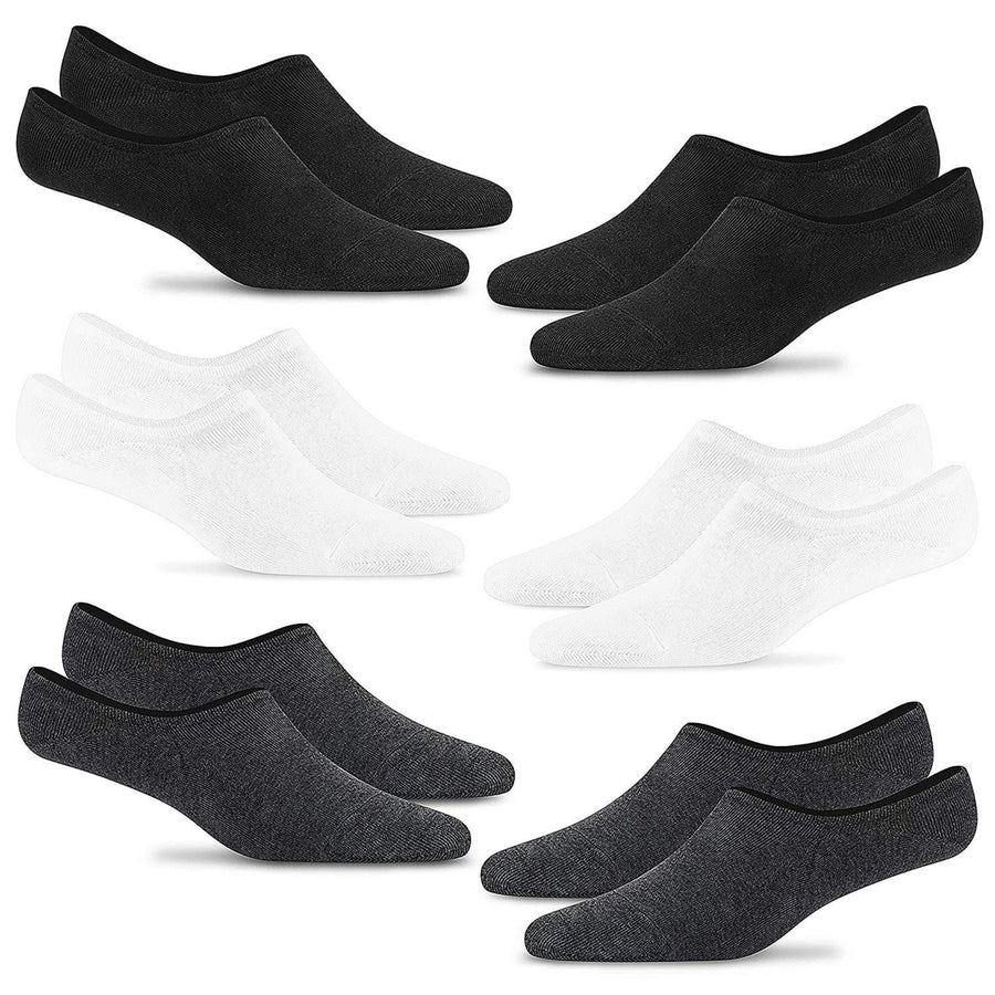 Stevens Socks No Show Black and White 6PK Low Cut Invisible Mens 7-12 Women 8.5-13.5 Unisex Anti-Slip Image 1