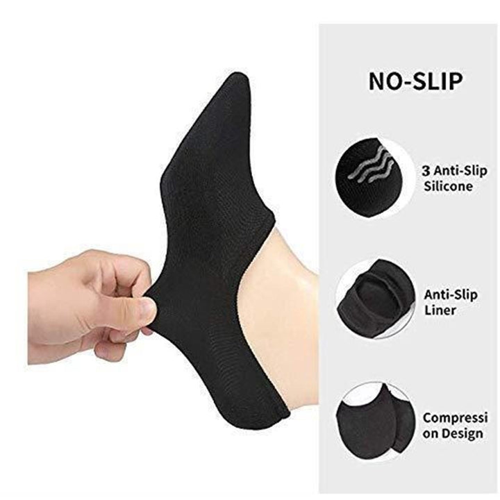 Stevens Socks No Show Black and White 6PK Low Cut Invisible Mens 7-12 Women 8.5-13.5 Unisex Anti-Slip Image 3