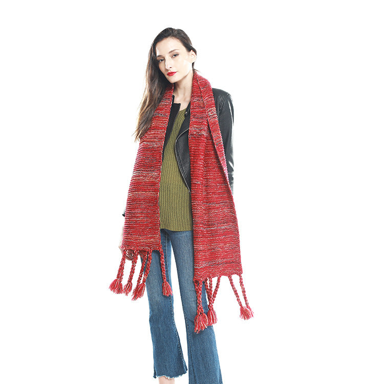 Red Ethnic Wind Thick Woolen Thick Scarf Image 1