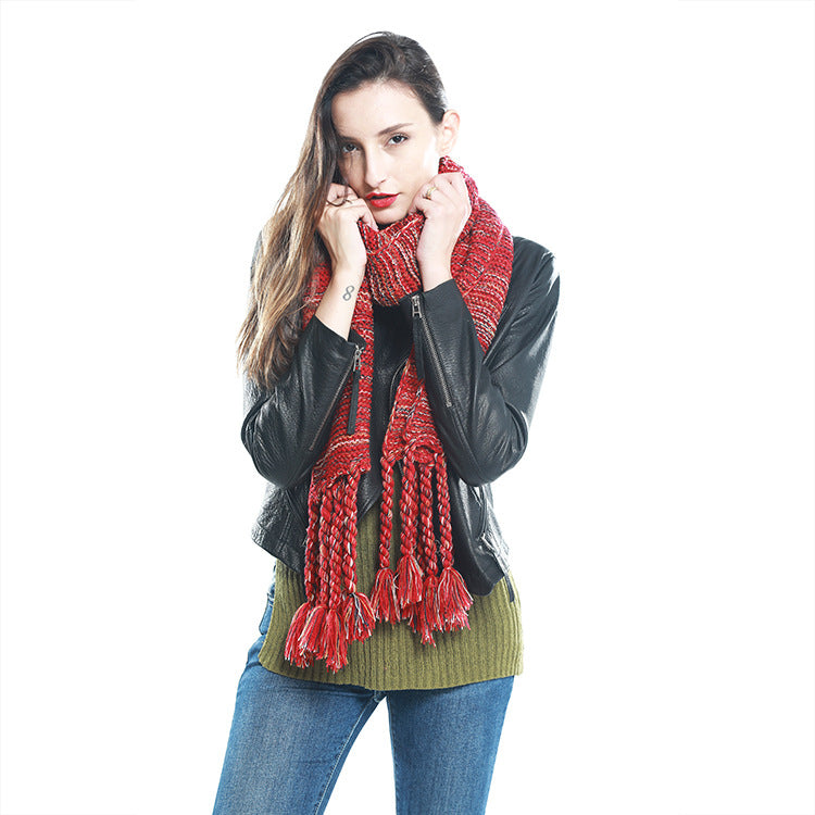 Red Ethnic Wind Thick Woolen Thick Scarf Image 2