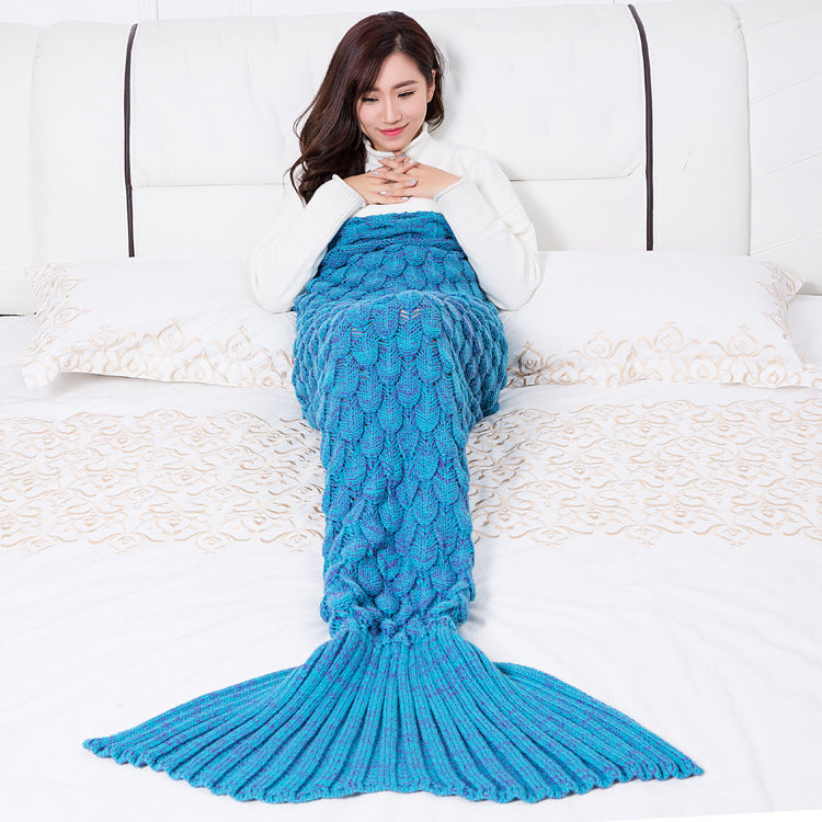 Womens Knitted Mermaid Tail Blanket Color Random Image 1