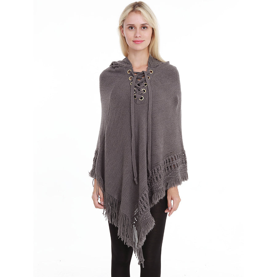 Grey Hooded Lace Large Size Blouse Fashion Blouse Wild Image 1