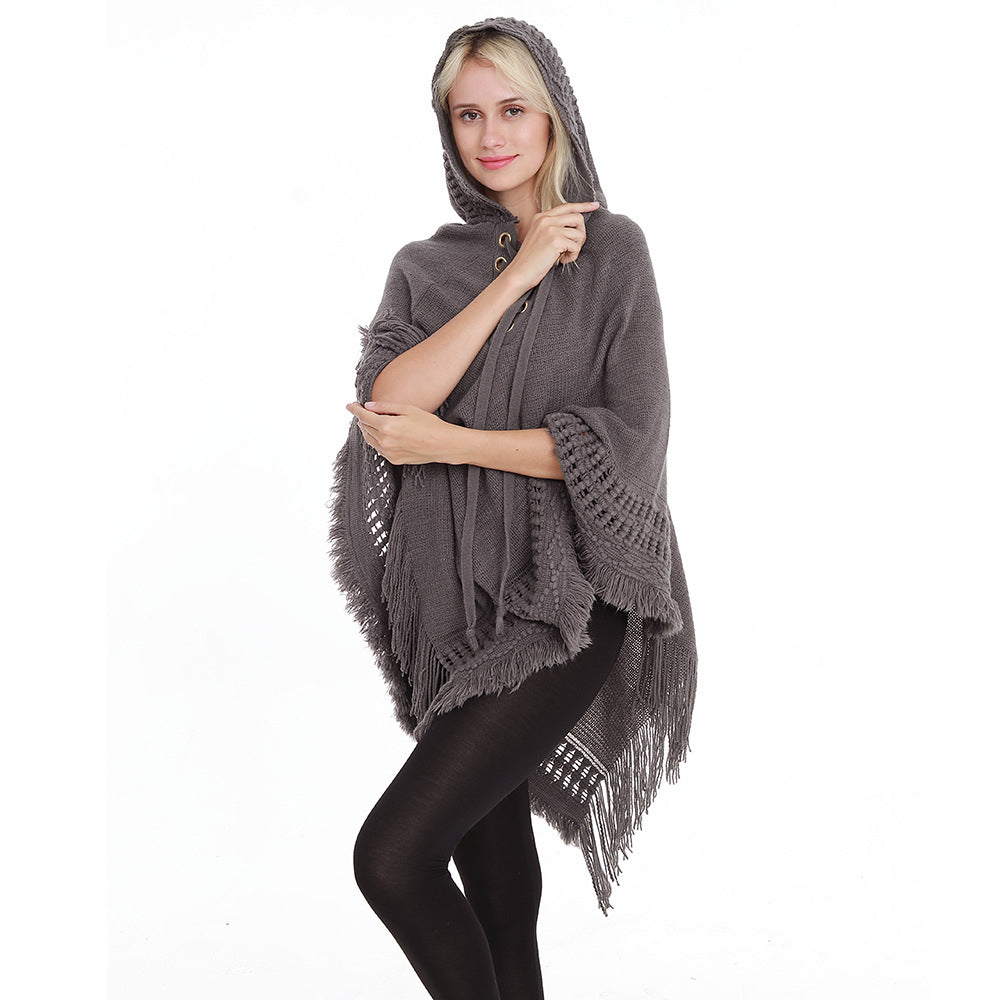 Grey Hooded Lace Large Size Blouse Fashion Blouse Wild Image 2