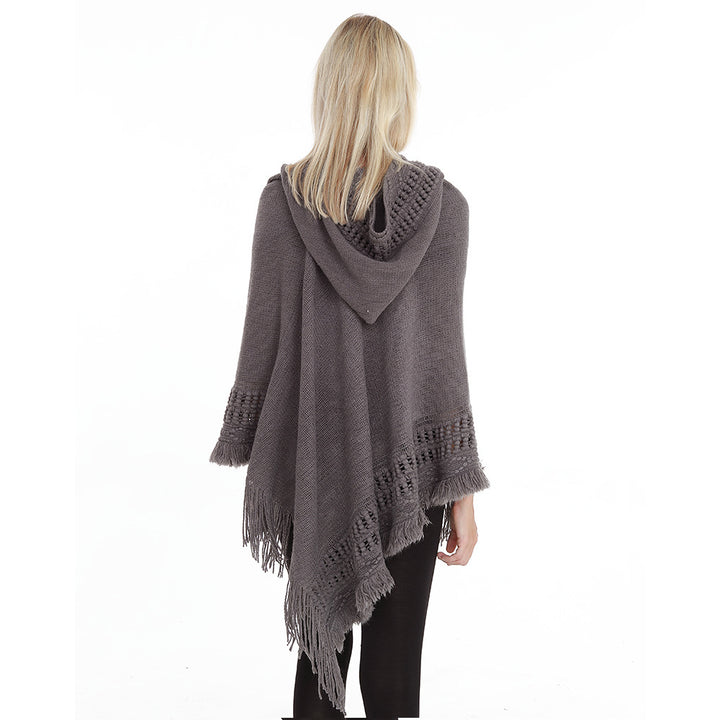 Grey Hooded Lace Large Size Blouse Fashion Blouse Wild Image 4