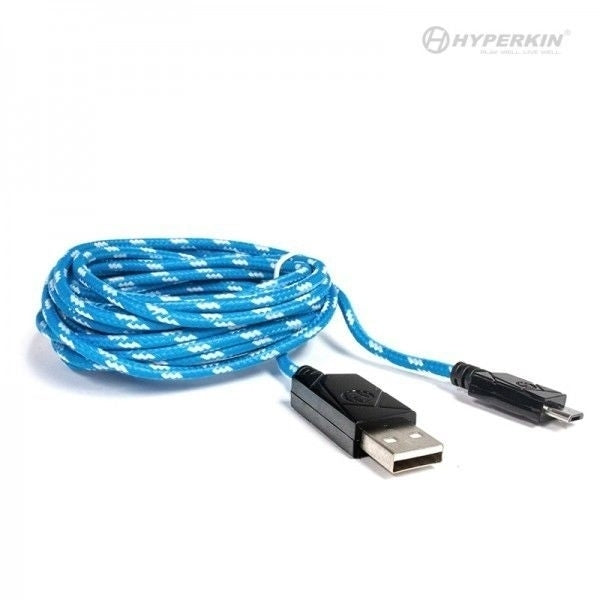 PS4/ Xbox1/ PS Vita 2000 Micro USB Charge Cable (Blue/White)Hyperkin Polygon Image 2