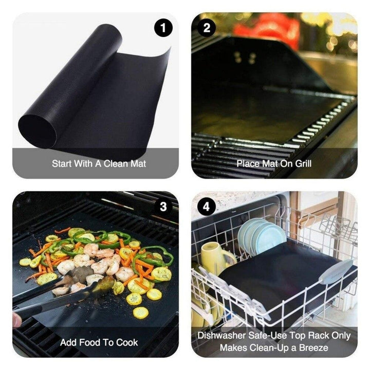 2pcs Non-stick Baking Mat Teflon Cooking Tray Grilling Heat Resistance Easy To Clean Kitchen Tools (Black) Image 6