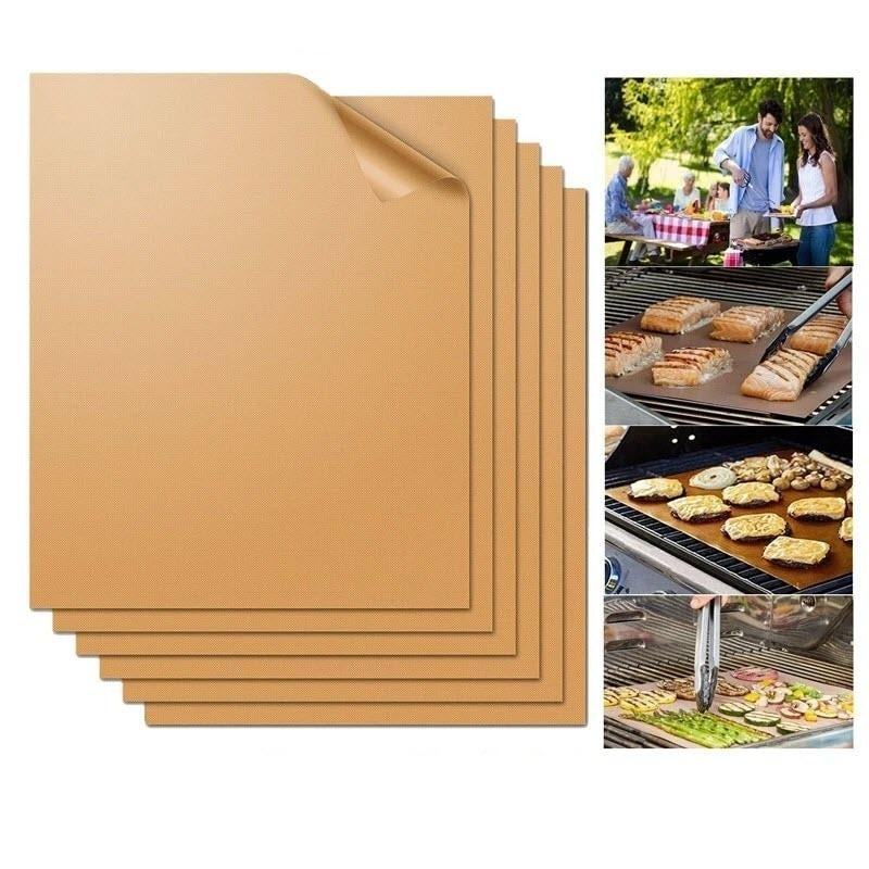BBQ Grill Mat Non-stick Barbecue Baking Liners Reusable Cooking Sheets PTFE Bakeware Sheet Easy Clean Image 1