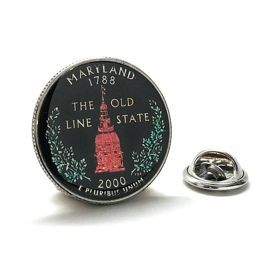 Collector Hand Painted Maryland State Quarter Enamel Coin Lapel Pin Tie Tack Travel Souvenir Coins Keepsakes Cool Fun Image 1