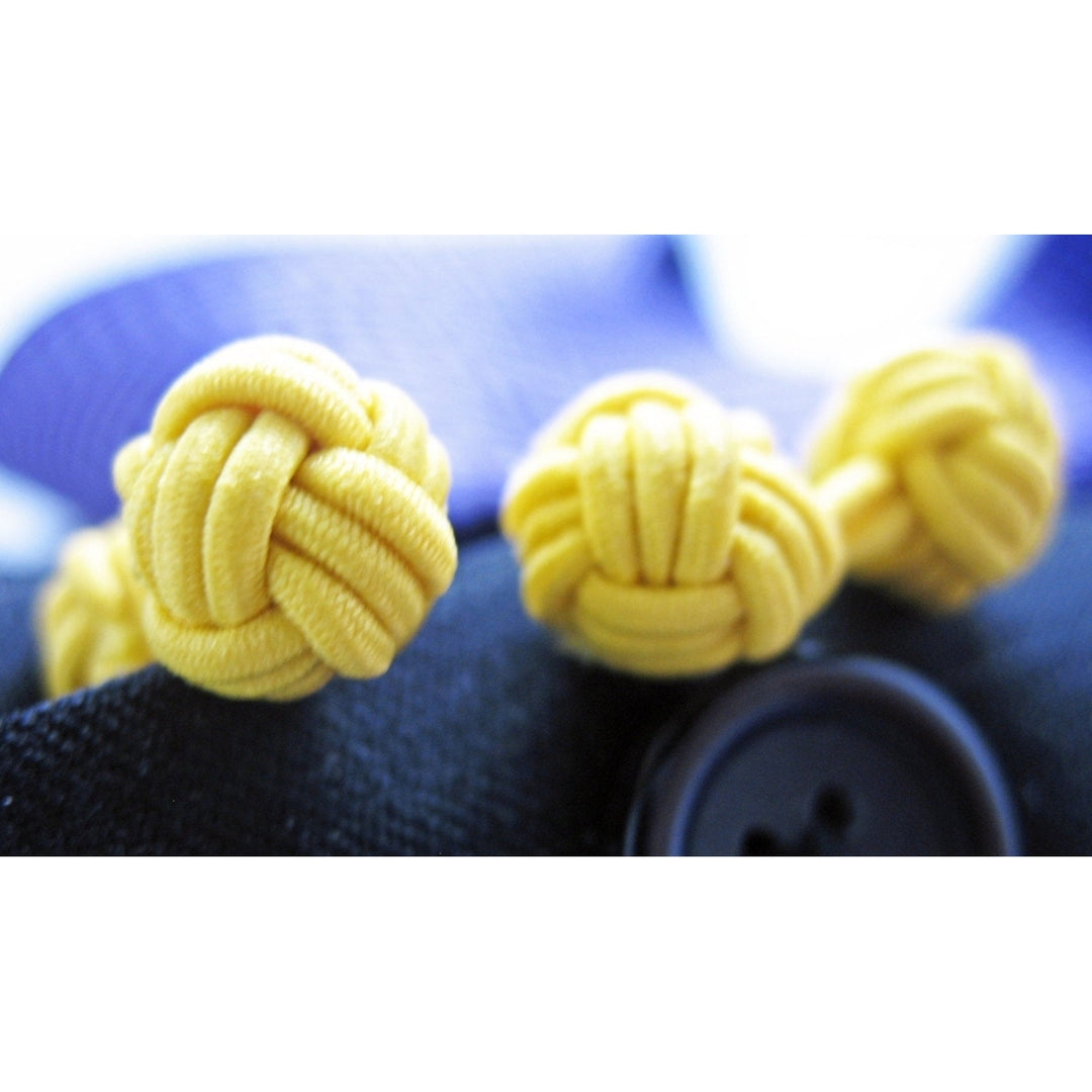 Electrified Twist Silk Knot Cufflinks Midnight Black Lightning Bolt Yellow Bound Cuff Links Image 3