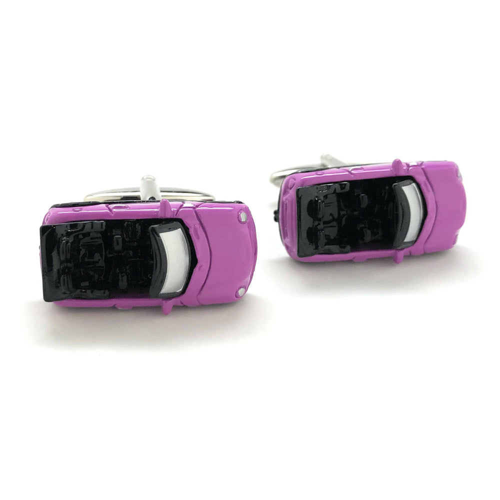 Fuchsia Convertible Car Cufflinks Hot Violet Color Finish Collection Classic Fun Cool Unique Cuff Links Comes with Gift Image 2