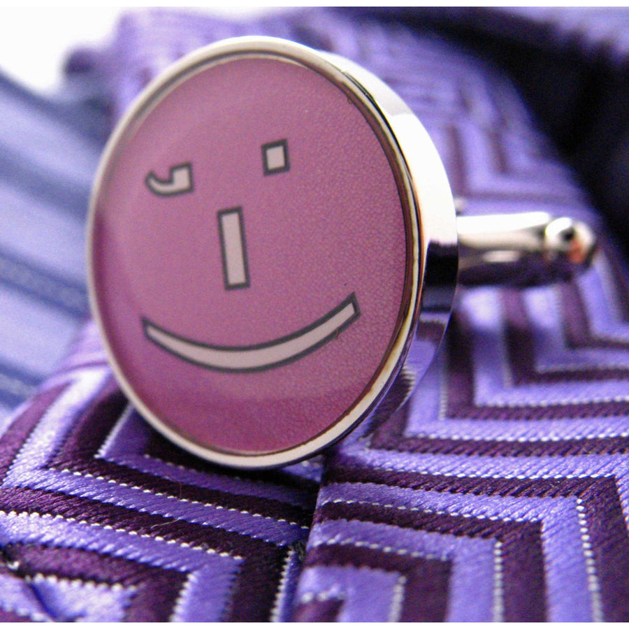 Emoji Cufflinks Winky Face Emoji Texts Purple Message Smiley Face Cuff Links Image 1