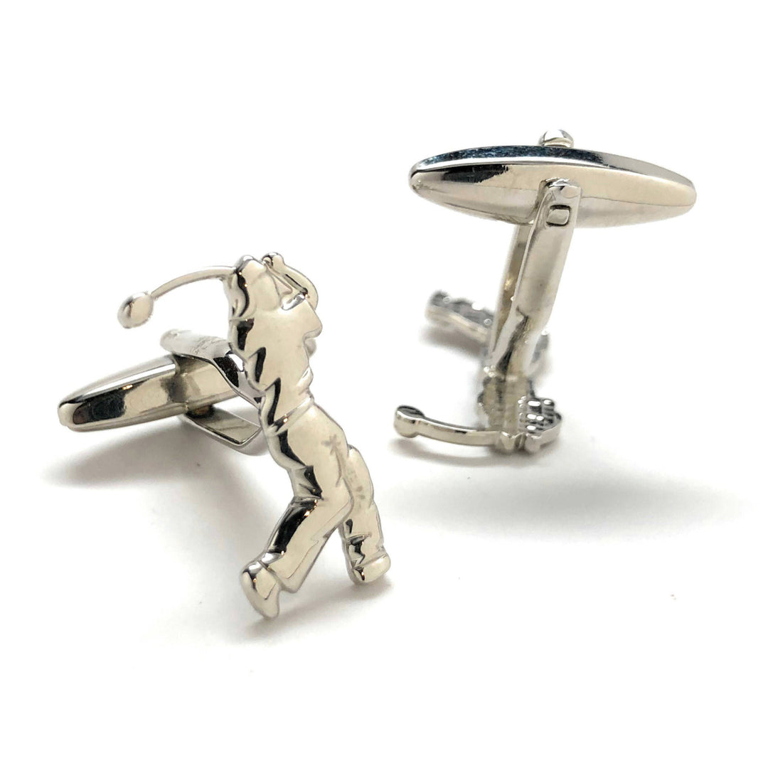 Silver Tone Golfer Cufflinks Golf Tee Off Drive Range Cuff Links Comes with Gift Box Image 3