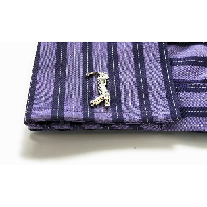 Silver Tone Golfer Cufflinks Golf Tee Off Drive Range Cuff Links Comes with Gift Box Image 4