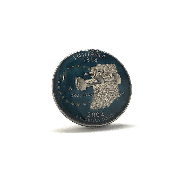 Enamel Pin Hand Painted Indianapolis State Quarter Coin Lapel Pin Tie Tack Travel Souvenir Coins Blue Edition Cool Fun Image 2