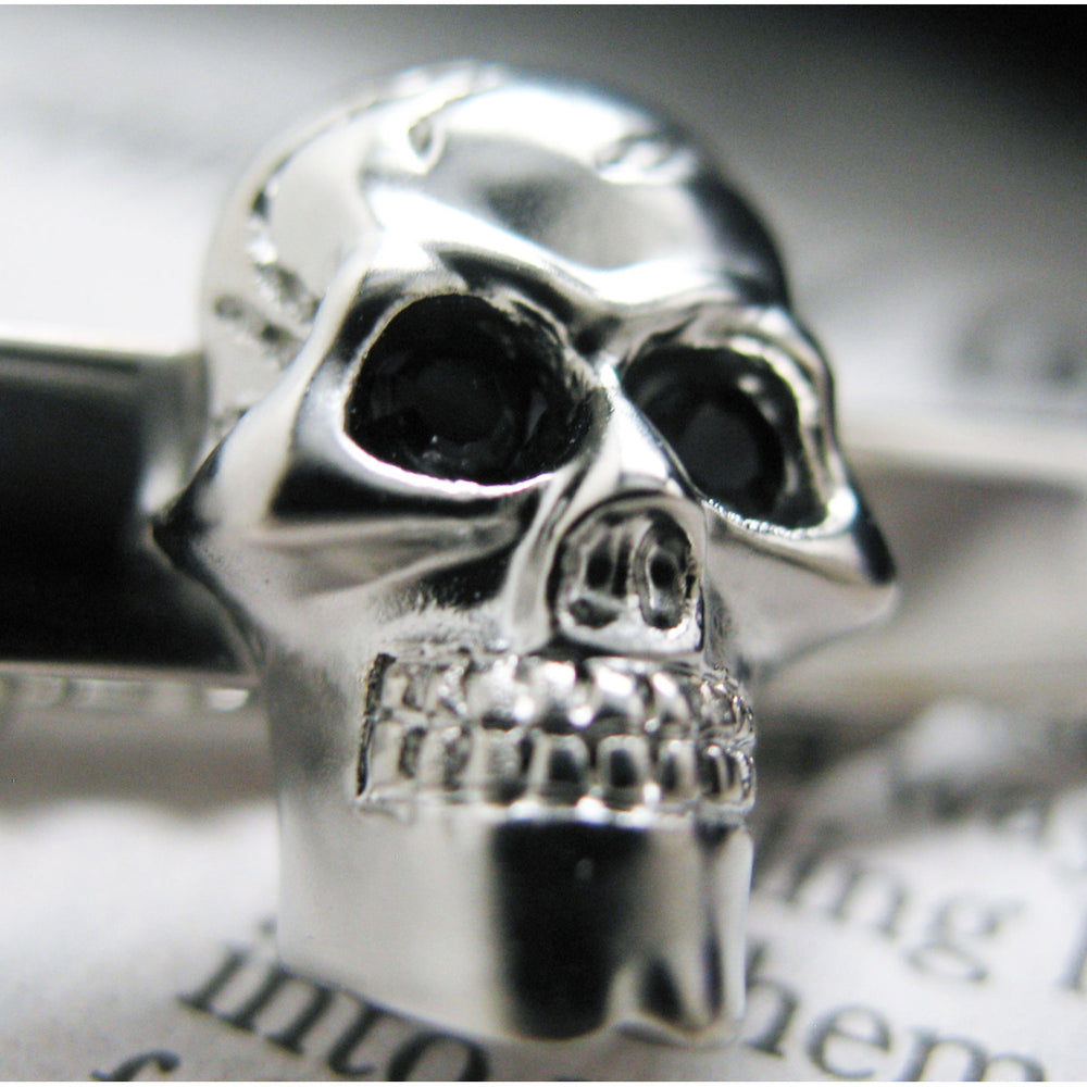 Punisher Skull Tie Bar Silver Toned Gothic Skulls Classic Men Tie Clip Image 2