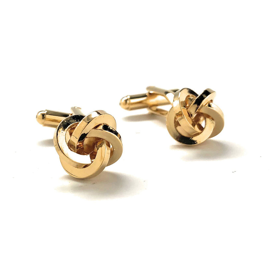 Gold Classic Knots Cufflinks  Bullet Backing Cuff Links Comes with Cufflinks Box Image 1