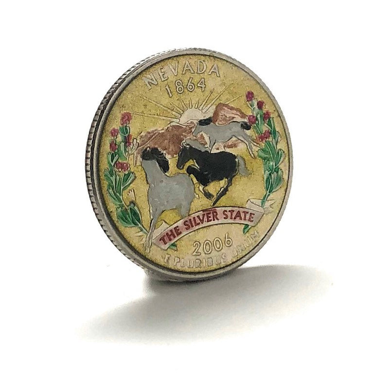 Enamel Pin Hand Painted Nevada State Quarter Enamel Coin Lapel Pin Tie Tack Collector Pin Yellow Gold Travel Souvenir Image 2