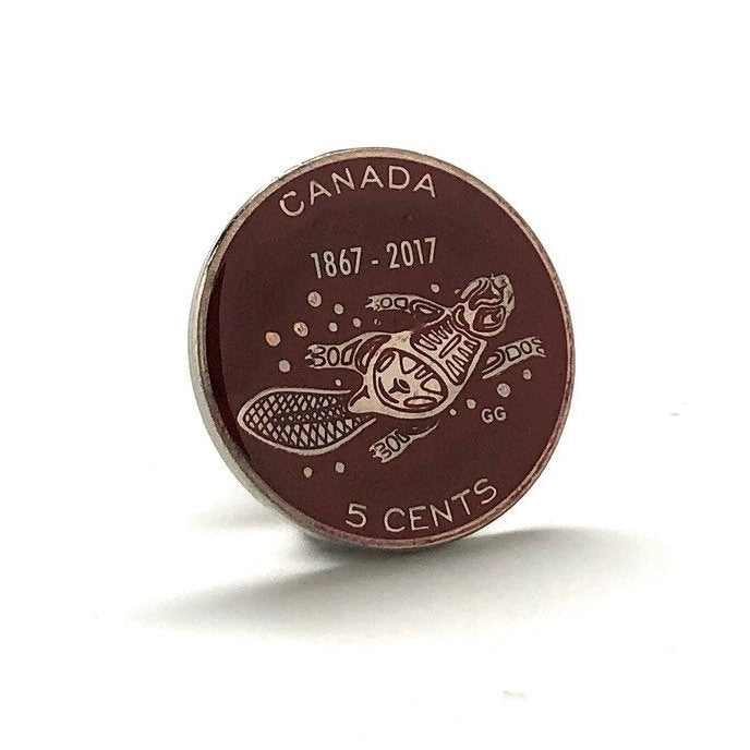 Birth Year Enamel Pin Canada Nickel Lapel Pin Hand Painted Canadian Enamel Coin Pride Lucky 150 Celebration Tie Tack Image 2