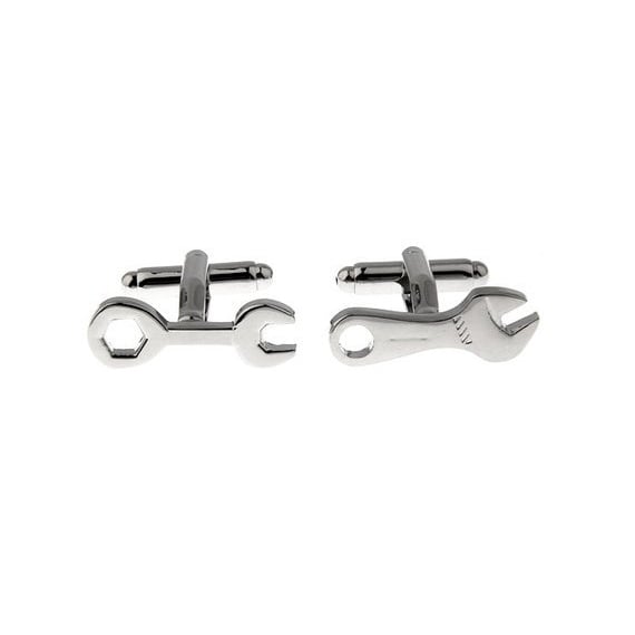 Silver Tools Cufflinks Wrench Cuff Links Mechanic Gears Auto Workshop Comes with Gift Box Image 1