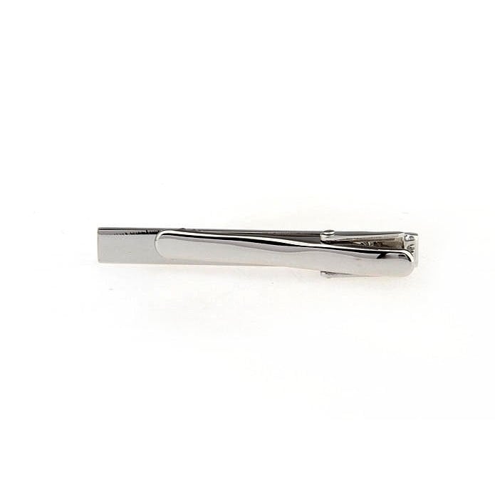 Mens Tie Clip Classic Silver Etched Double End Silver Stripe Tie Bar Image 2