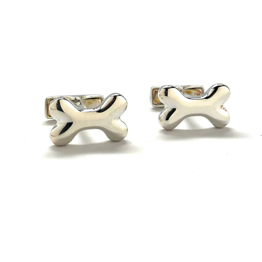 Sterling Silver Bone cufflinks .925 purity dog bone mans best friend Dr. cuff links comes with gift box Image 1