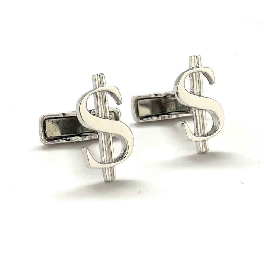 Sterling Silver Dollar Sign Financial Greenbacks Bankers Stock Broker Cuff Links Cufflinks Image 1
