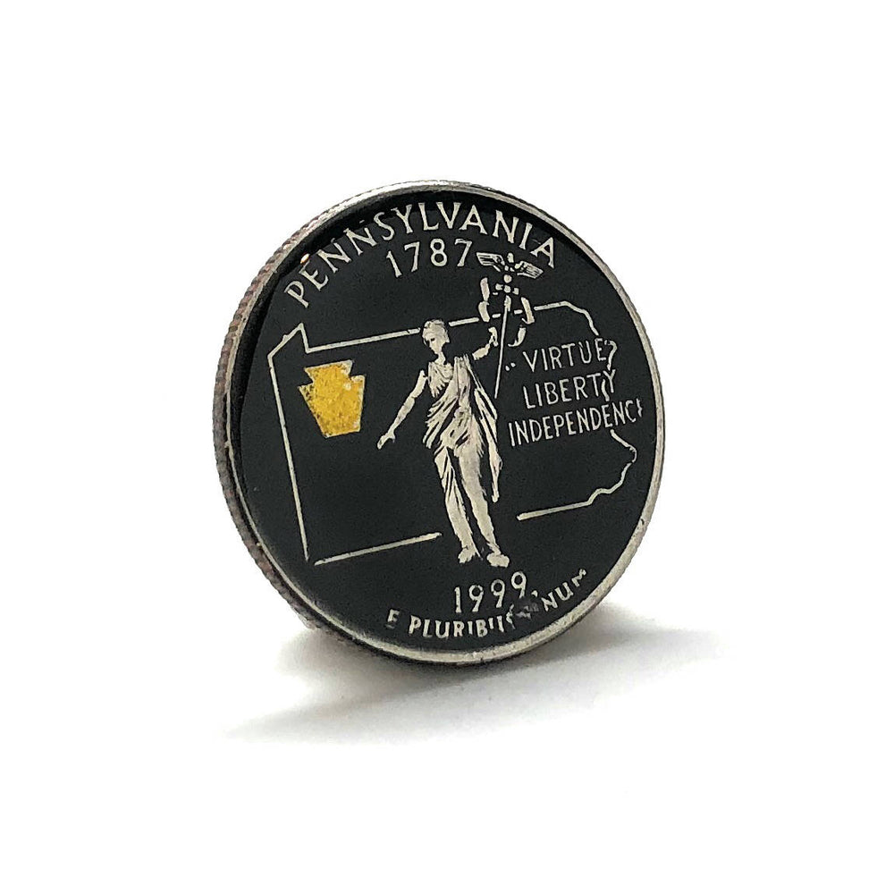Enamel Pin Hand Painted Pennsylvania State Quarter Enamel Coin Lapel Pin Tie Tack Collector Pin Travel Souvenir Coins Image 2
