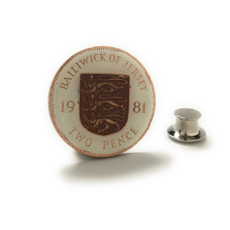 Enamel Pin Bailiwick of Jersey Coin Lapel Pin Tie Tack Hand Painted Travel Souvenir Enamel Coin Keepsakes Cool Fun Comes Image 1