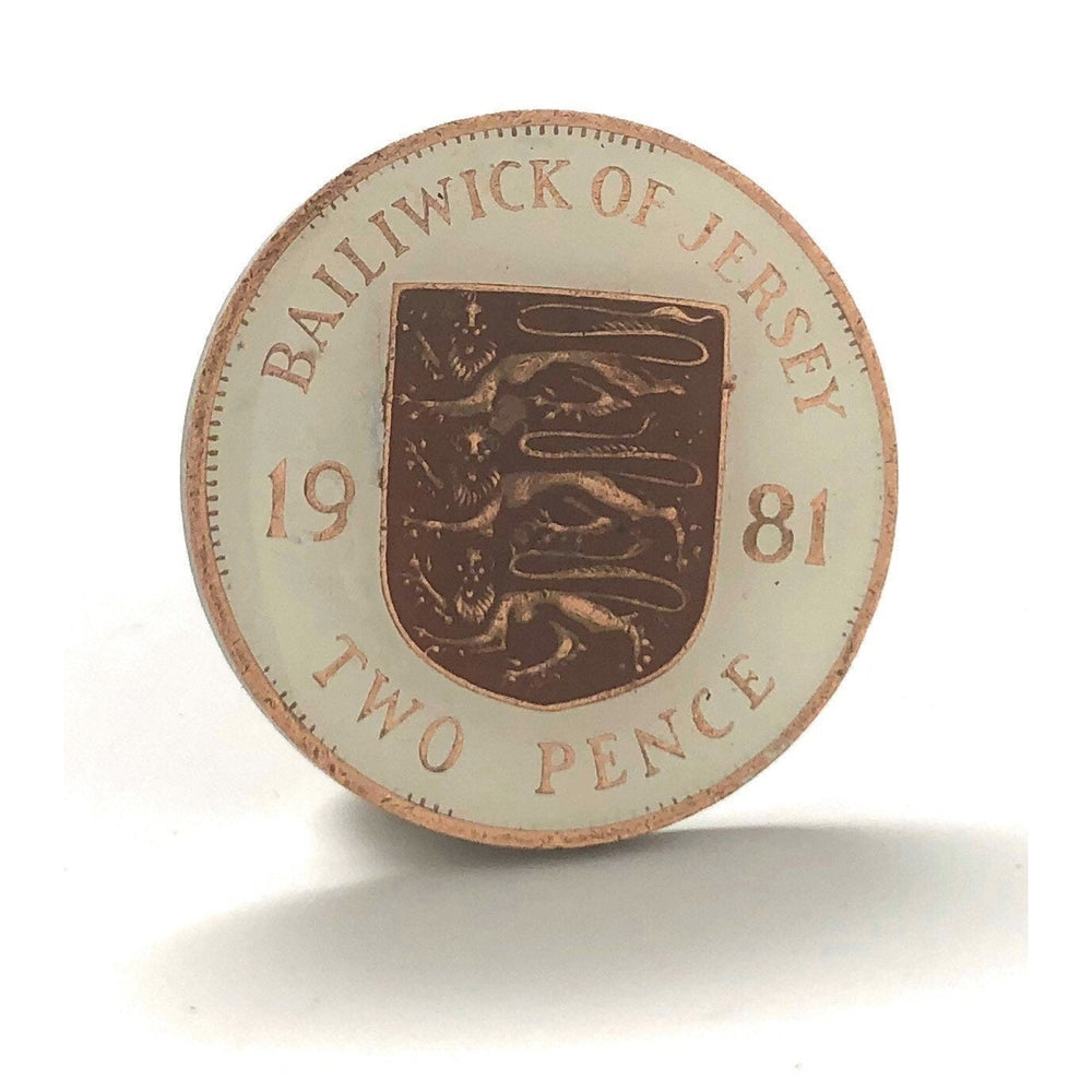 Enamel Pin Bailiwick of Jersey Coin Lapel Pin Tie Tack Hand Painted Travel Souvenir Enamel Coin Keepsakes Cool Fun Comes Image 2