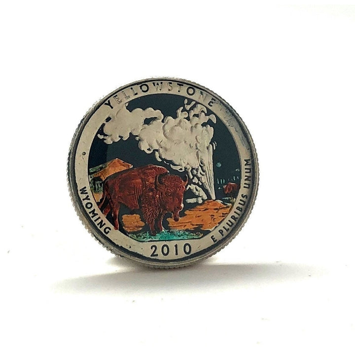 Yellowstone Quarter Enamel Pin National Park Lapel Pin US Mint Enamel Coin Tie Tack Souvenir Coins Keepsakes NPS Highly Image 2