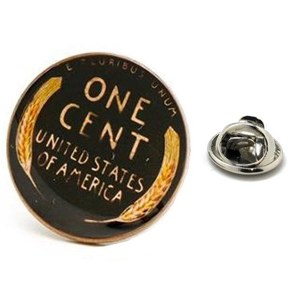 Enamel Pin Abraham Lincoln Wheat Penny US Enamel Coin Lapel Pin Tie Tack Collector Pin Black Copper Coin Souvenir Hand Image 1