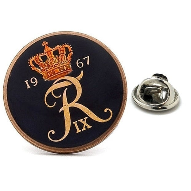 Enamel Pin Denmark Crown Enamel Coin Tie Tack Hand Painted Tie Tack Pin Enamel Flag Crown Danish Jewelry Gift Groom Image 1