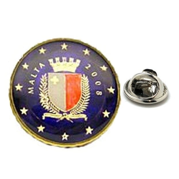 Birth Year Enamel Pin Malta Coin Lapel Pin Tie Tack Collector Pin Blue Black Enamel Coin Travel Souvenir Art Hand Image 1