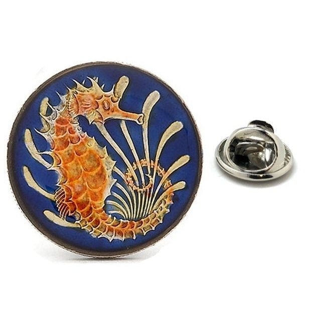 Enamel Pin Singapore Coin Lapel Pin Tie Tack Collector Pin Blue Orange Seahorse Enamel Coin Travel Souvenir Art Hand Image 1