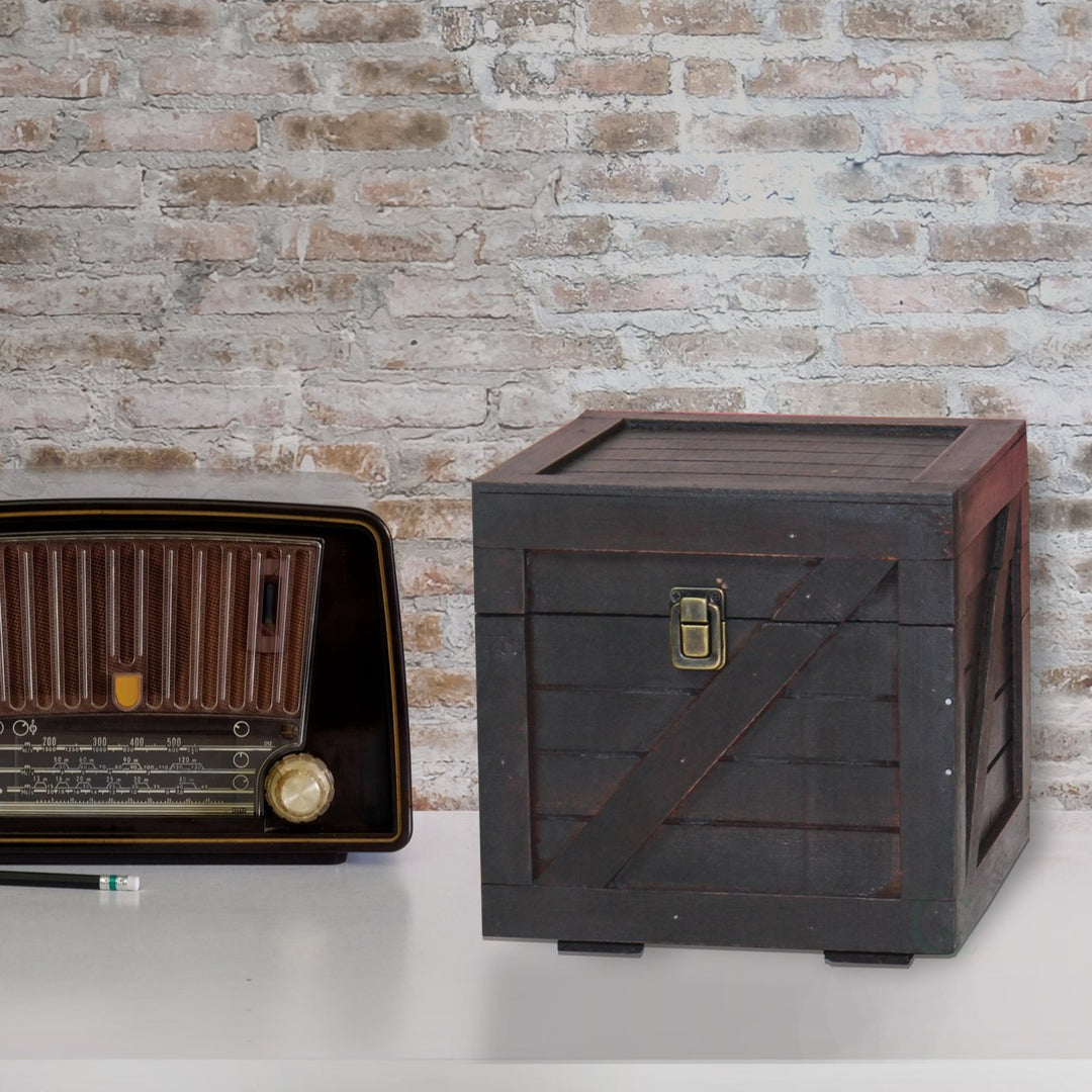 Stackable Wooden Cargo Crate Style Storage Chest Image 3