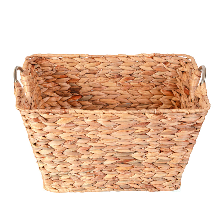 Water Hyacinth Wicker Large Square Storage Laundry Basket with Handles Image 3